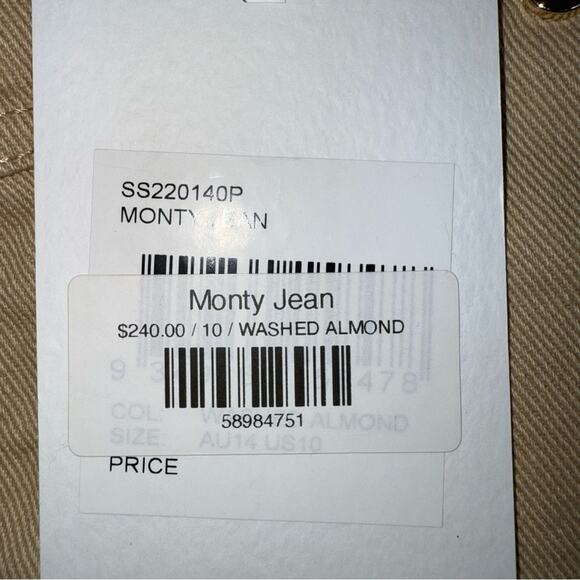 Significant Other NWT The Monty Jean High Rise Straight Leg Tan Size 10 $240 - Picture 8 of 12